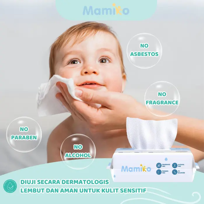 Mamiko Pure Water Baby Wipes - Tisu Basah Bayi 80s (3 Pack) 1