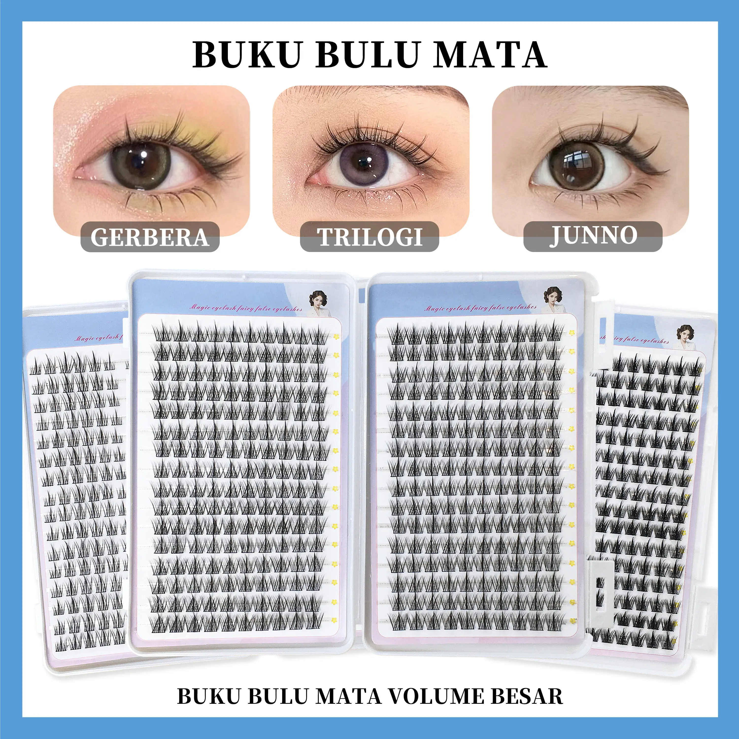 LELAND Bulu Mata Palsu Korea Bulu Mata Palsu dalam Kotak Volume Besar Beberapa Gaya Tersedia