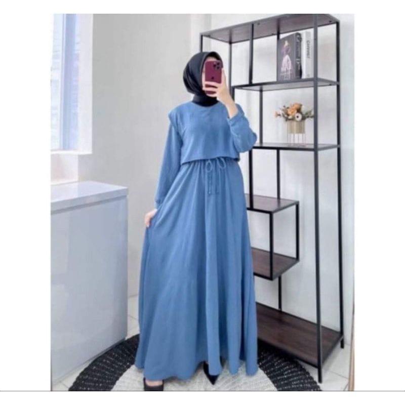 Product Introduction of dress shafila/gamis simple/baju muslim wanita bahan cringcle cey airflow kualitas premium 12