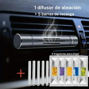 Set de 6 piezas de ambientadores para auto - 1 difusor con clip de ventilación de aleación con 5 recargas de aroma sólido | Elimina olores y brinda fragancia duradera | Accesorios para el interior del auto