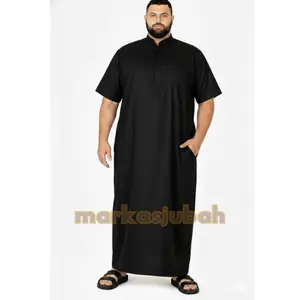 Jubah Jumbo Pria big size Jubah Model Resleting Depan  Lengan Pendek jumbo bahan Katun Balotelly Muslim