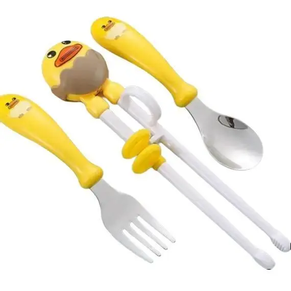 Set SUMPIT TRAINING SENDOK GARPU Tema ANAK AYAM / Sendok Garpu Sumpit Belajar Set 3 in 1 Tema CHICK / Sumpit Anak Karakter Kartun Anak Ayam