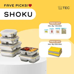 【TEC】TEC SHOKU TEC Houseware Kotak Bekal Stainless Steel 304 Food Grade 2 Sekat & 3 Sekat kotak makan Segi 17,5cm x 6cm  kontrol Sesuai Elegant.Charting onSuccess