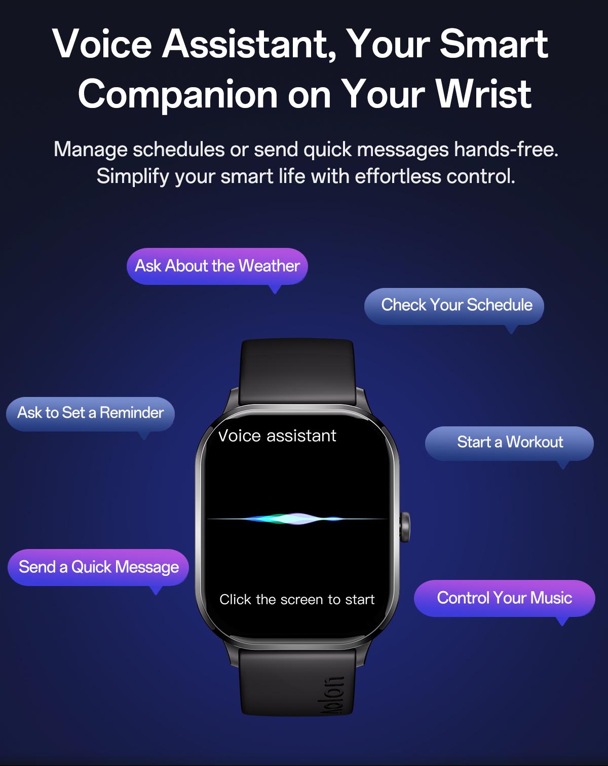 【24H ship】Huafit A2 Official Smartwatch Slim Terbaru | Balas Pesan Singkat Cepat |Monitor Emos| Layar Penuh IPS1.96'' | Super tipis 8.5mm | Tahan Air IP68 | 110+ Mode Olahraga | SpO2 & Detak Jantung 24 Jam |Smartwatch untuk Pria & Wanita Smart Watch Aolon