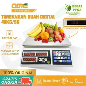 [12.12 SALE] QME- Timbangan Digital Skala Komputasi Digital 40kg Tampilan Ganda/Pengukuran 40kg Buah Alat Baja Kitchenware