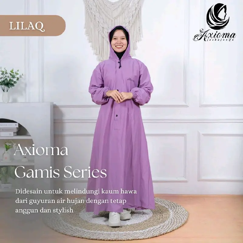 Jas Hujan Kain Gamis WANITA Dewasa Muslimah Bahan PVC Premium Anti Rembes Elastis Lembut Terbaik by Axioma Remaja 7