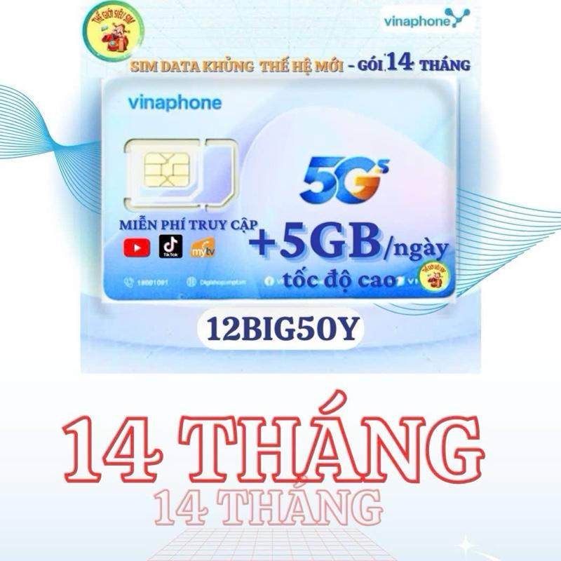   Data 14tháng  12Big50Y trả sau lắp vào là dùng ko cần đky - data 5gb ngày ko giới hạn truy cập ytb tiktok vina sim 5G 