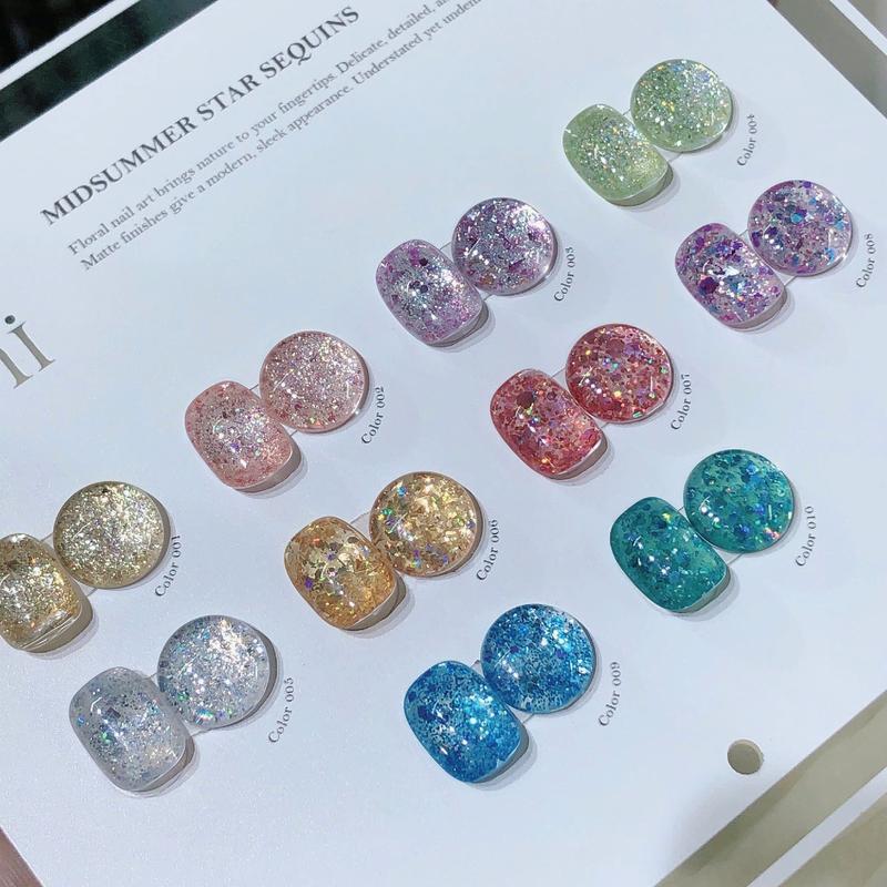  ROUni Sơn nail nhũ kim tuyến hạt to nhũ hạt vỡ mẫu mới siêu sáng tôn da sơn gel chuyên dụng nhũ sáng lấp lánh 