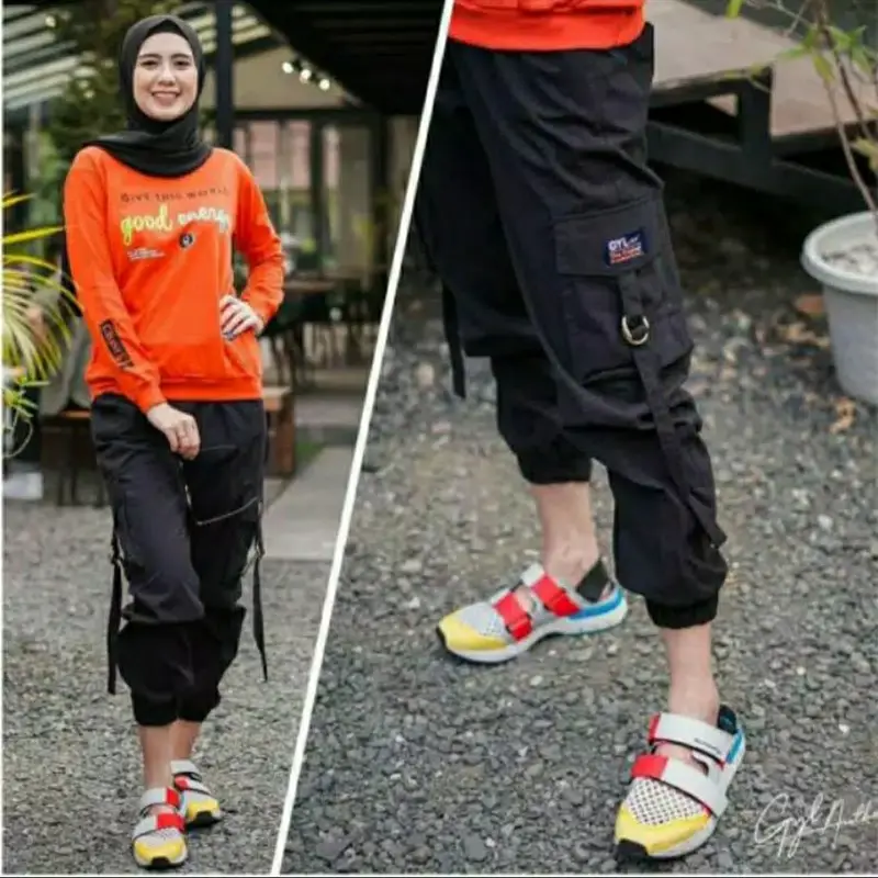 HTM - Celana cargo Wanita Bahan Twill Combed Melar Adem  bb 40-90 kg 4