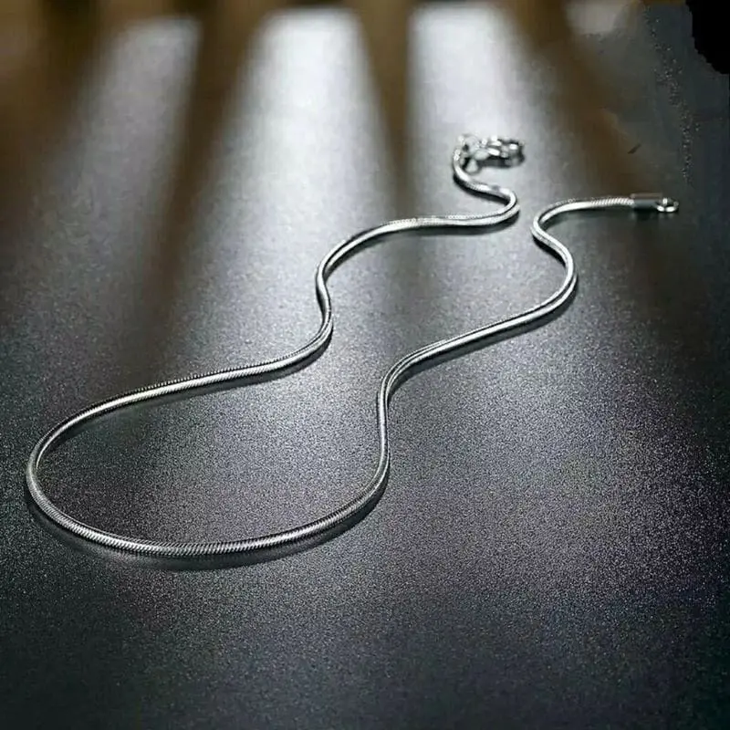 Kalung Titanium Model Bulat Polos Silver Pria Dan Wanita Anti Karat & Luntur 2