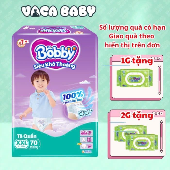 ( New ) Tã Bỉm Quần Bobby Ultra+ Siêu Tiết Kiệm Cho Bé đủ size M96/ L88/ XL76/ XXL70 mẫu mới