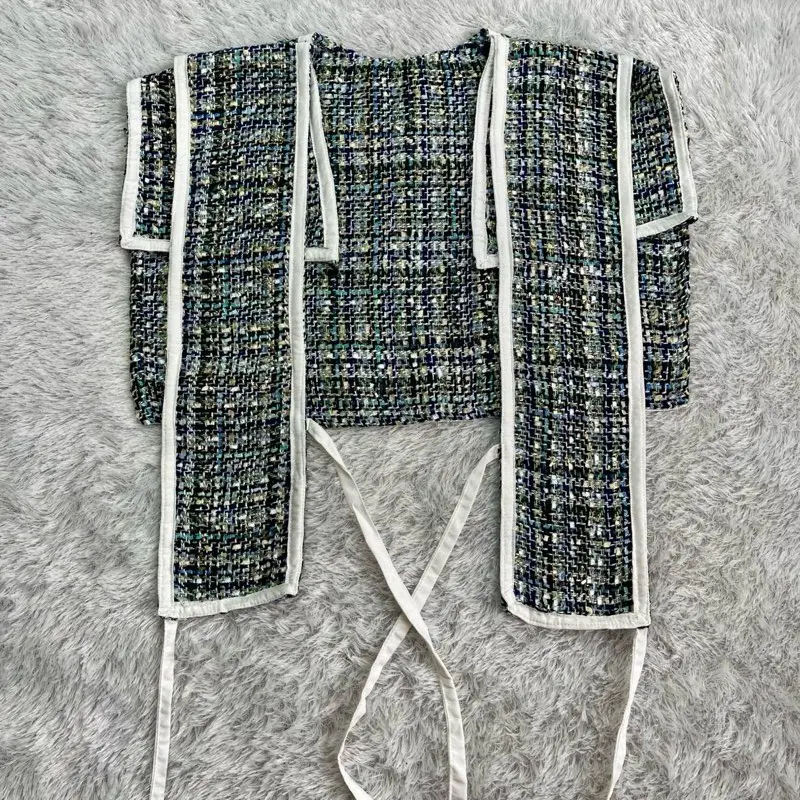 Lula vest rompi outer tweed atasan wanita Casual 0