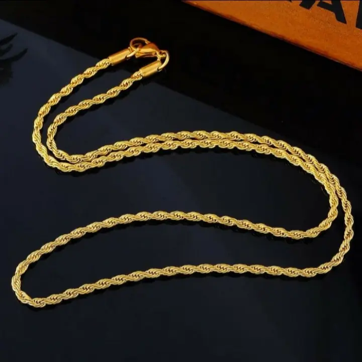 KALUNG TAMBANG TITANIUM PRIA WANITA GOLD AKSESORIS PRIA TITANIUM ASLI 3