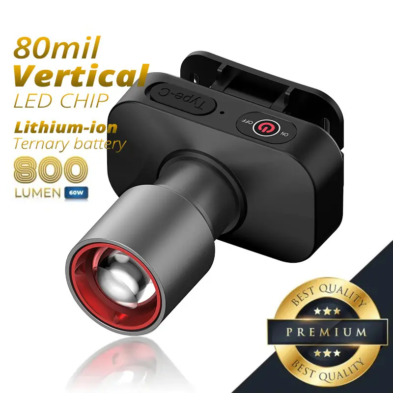 Đèn Pin Đội Đầu Siêu Sáng,Đèn Pin Laser Trắng,chống nước 3 chế độ chiếu sáng,Đèn COB có thể thu phóng Sạc Type-C đèn pin che độ đèn  tích  điện  siêu  sáng