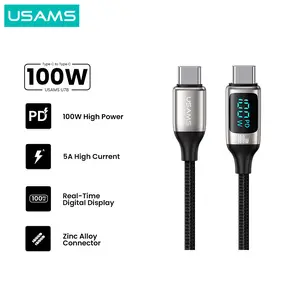 USAMS U78 Kabel Data Fast Charging Type C to Type C Digital Display 100W