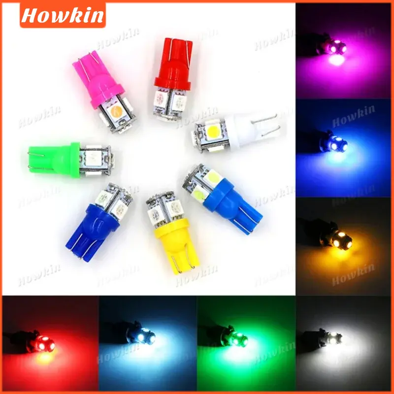 Bóng đèn LED T10 trắng, 1pc, Chip LED 5050 5smd, Thích hợp cho đèn nêm, Tương thích với 194, 168, 2825, 158, 192, 12V