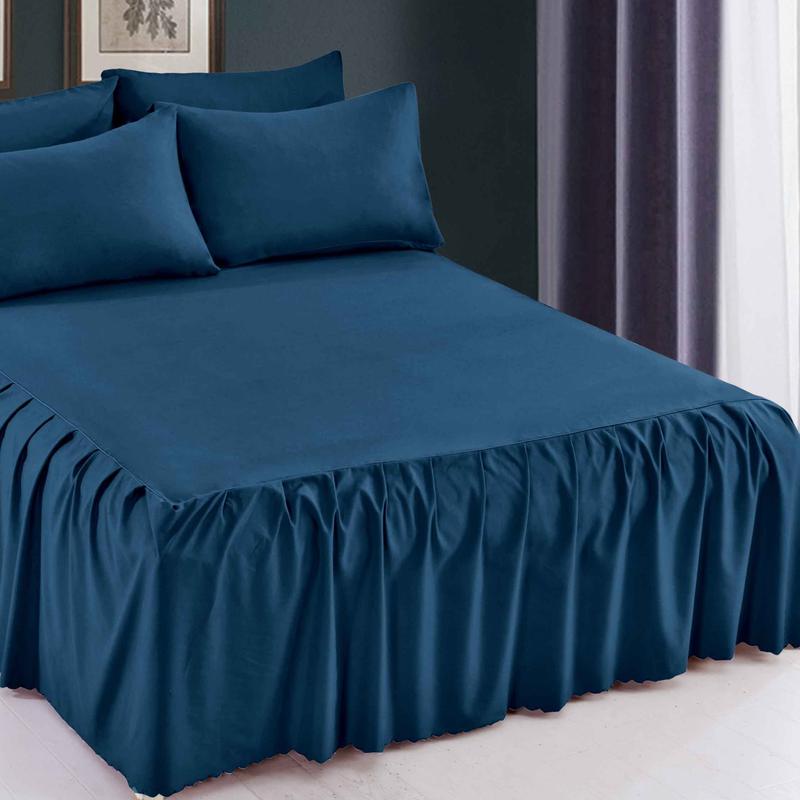 (Skirting) Solid Color / Plain Color Supersingle Fitted Sheet With Skirting Set Pillow Case And Bolster Case Set 1