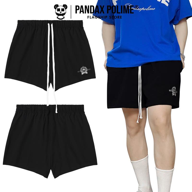 Quần short ống rộng form trên gối đùi ngố ngắn loe unisex vải nỉ chân cua hình thêu nổi local brand px pandaxvn polime