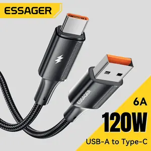 Essager 120W Usb Type C Cable For xiaomi 6A Fast Charging Cord