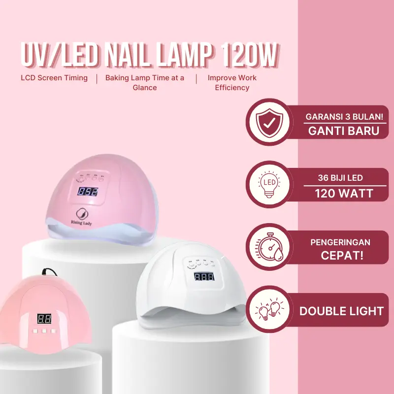 Rising Lady UV LED Nail Lamp 120Watt / Lampu UV Gel Nail Art 120Watt/54Watt / Lampu Pengering Kutek Gel Kuku Tangan Kaki / Lampu Pengering Gel Polish for Nail Art 0