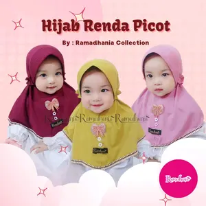 Ramadhania |hijab bayi renda picot untuk usia 0-3 thn/kerudung anak newborn,adem.