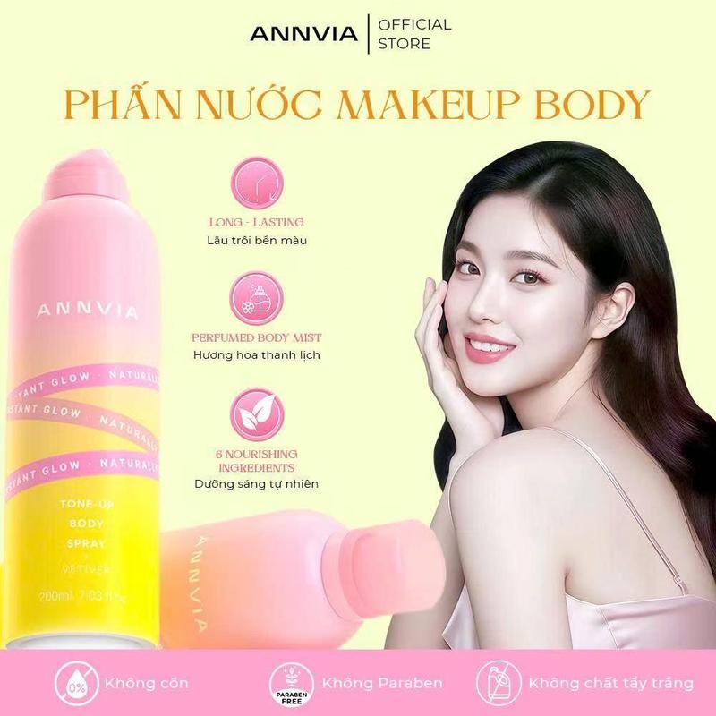 Xịt Body Nâng Tone ANNVIA - Che Khuyết Điểm Da, Khô Thoáng, Dễ Sử Dụng