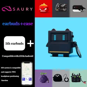 SAURY 5th Generation Silicone Earbuds Protective Cover Rekomendasi Gaya untuk Pelajar Kompatibel dengan iOS & Android