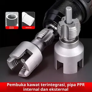 Set cetakan pipa air listrik, alat ulir bagian plastik, bor tangan, alat perangkat keras untuk ulir lubang bagian dalam pipa PPR/PVC Pembuka ulir pipa internal dan eksternal terintegrasi, alat penyambung ulir pipa air
