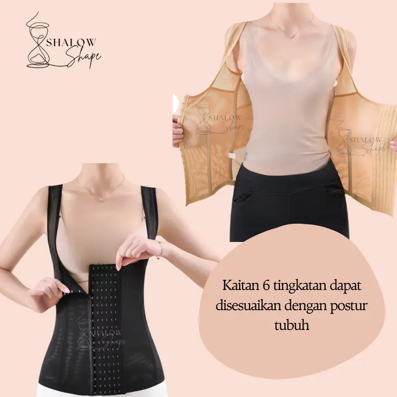 SHALOW M-5XL Kate Atasan Korset Pelangsing Perut Buncit Korset Melahirkan Korset Seamless Korset Slimming Suit Korset Penopang Tubuh Korset Longtorso 6 Pengait 4 Tulang Stagen 1