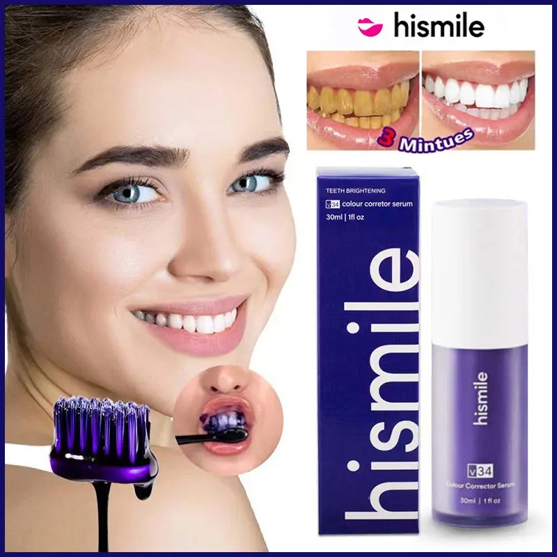 HiSmile Teeth Whitening V34 Colour Corrector Serum Purple Tooth Stain Removal 30ml - Oral Care