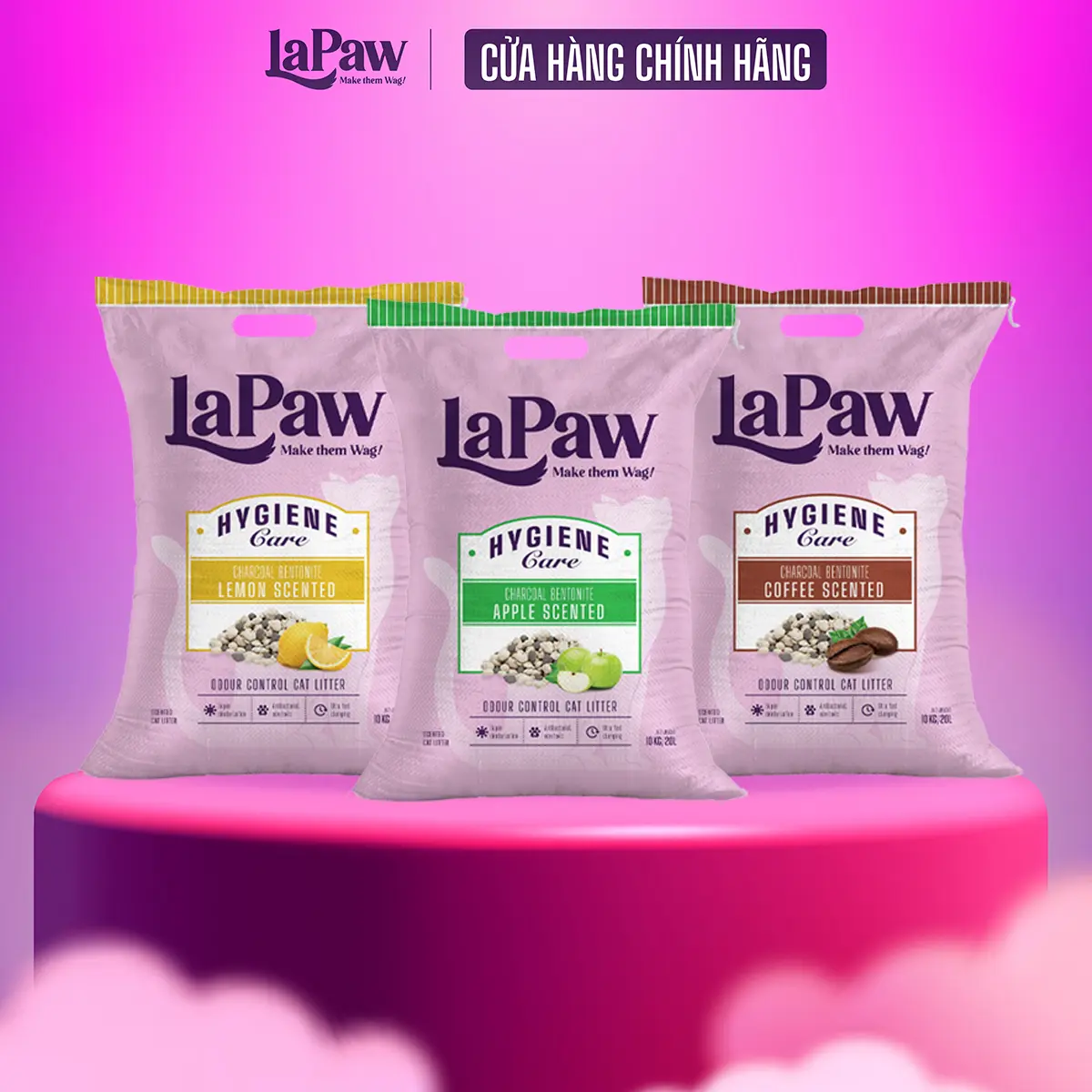 【LaPaw】( Mua 2 trợ ship)  Cát cho mèo vón cục tốt than hoạt tính đất sét 20L/ 10KG