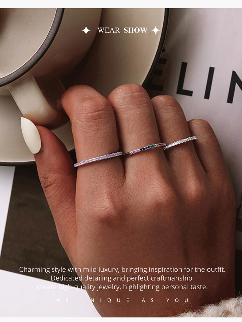 Product Introduction of Nhẫn Bạc Sterling 925, Bamoer, Dành Cho Nữ, Đính Đá Zircon Màu Hồng Và Xanh Dương, Phong Cách 29