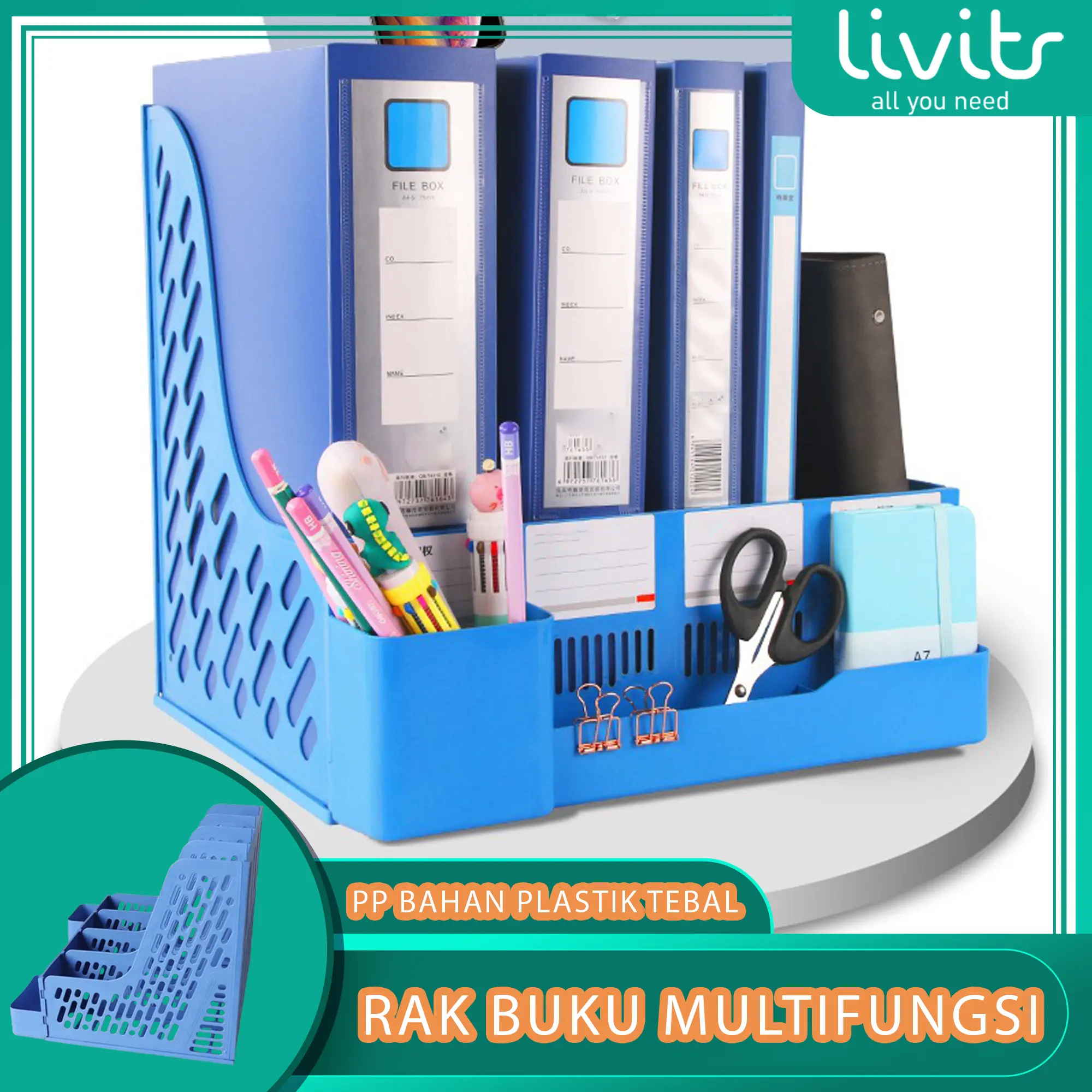 （Hot Live）Rak Buku Minimalis Aesthetic Tempat Buku Desktop Organizer File Serbaguna Box File Rak Buku Sekat
