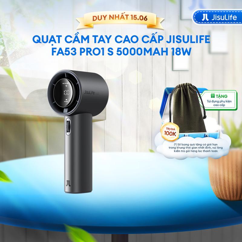 [JISULIFE x Ninhcheck] Quạt Cầm Tay Cao Cấp JISULIFE FA53 Pro1 ABS và Pro1S - Con Lăn 100 Tốc Độ - Màn LED Hiển Thị - Sử Dụng Đến 15H Bảo Hành 12 Tháng