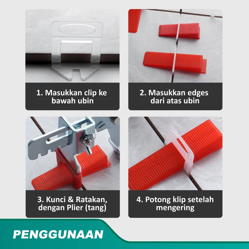ASTEEL Klip Clip Nat 1.5mm Ekonomi Alat Perata Pasang Keramik Granit Lantai Dinding Tile Leveling Spacer Wedge Pasak 4