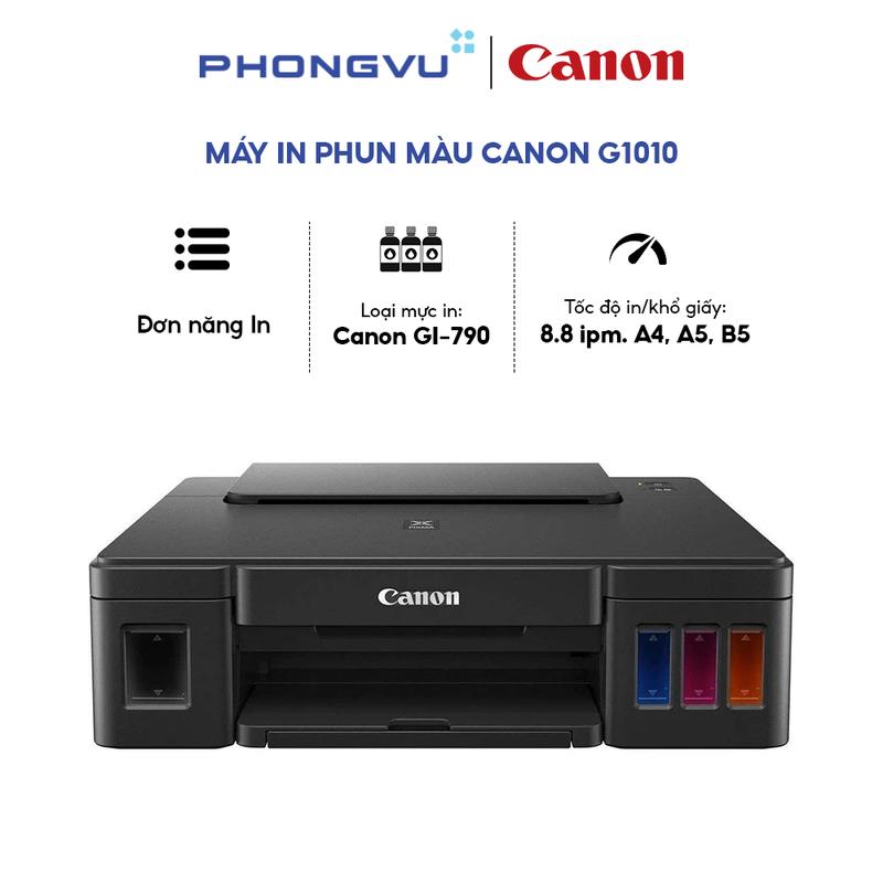 Máy In Phun Màu Canon PIXMA G1010 In Màu - Hệ Thống Mực Liên Tục, In Tràn Viền A4 - BH 12 Tháng