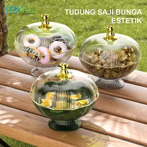 YESALL Tudung Saji Bulat Penutup Makanan Transparan Tudung Saji Estetik Wadah Saji Prasmanan Wadah Lauk Wadah Sup Wadah Saji Sayur Kue Aesthetic Serbaguna Tempat Makananan Tempat Buah Tempat Es Buah Tempat Kue Tempat Snack Tempat Permen Keranjang Buah