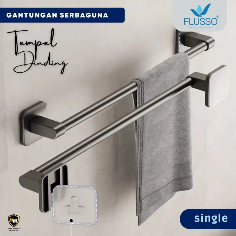 Flusso Gantungan Baju dan Handuk Material Stainless Include Perekat 30 40 50 60 70 cm 0