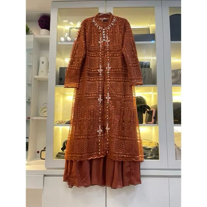 Gamis brokat terbaru 2025 mewah kekinian / gamis lebaran 2025 model gamis terbaru / gamis pesta mewah elegan / gamis kondangan mewah terbaru 5