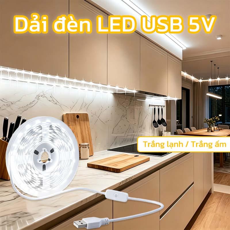 Dải đèn LED 1M-10M với công tắc - cấp nguồn USB 5V, độ sáng cao và ánh sáng mềm mại, phù hợp cho gương bàn trang điểm, chiếu sáng phía sau TV, trang trí DIY, tạo không khí trong nhà và các sự kiện/tiệc tùng.