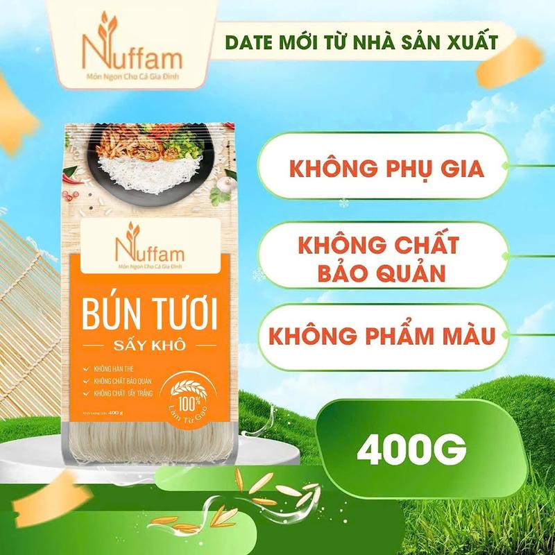 Bún Tươi Sấy Khô 400gr - Chính Hãng Nuffam - Thơm Ngon, Làm Hoàn Toàn Từ Gạo