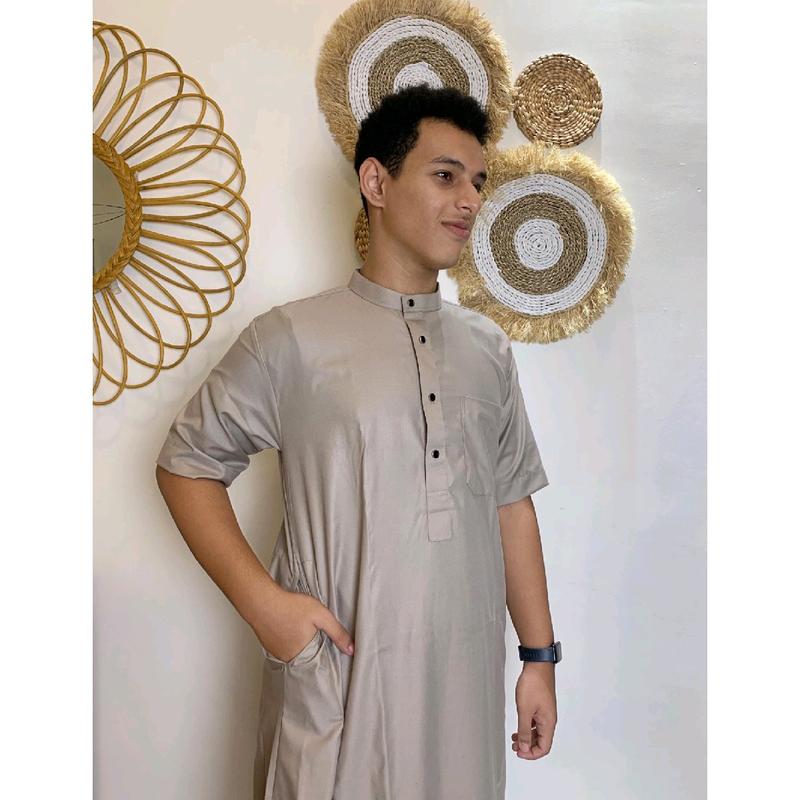 Gamis Hasyimi Lengan Pendek Berkerah by MAJA Collection Gamis Toyobo Grade A Kancing Premium Busana Muslim Pria Warna Navy Dewasa Hitam Katun Panjang Jubah 8