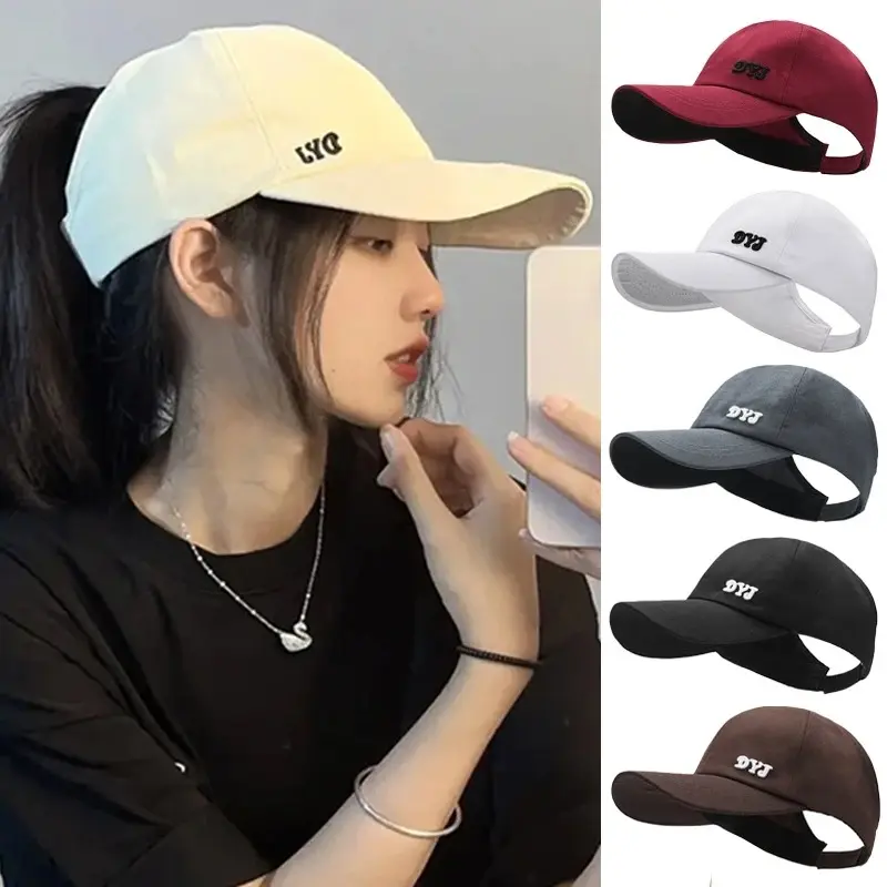 Mũ Bóng Chày Tóc Đuôi Ngựa Cao, Hàng Mới Về, Dành Cho Nữ, Mũ Thể Thao Mùa Hè, Thời Trang, Thường Ngày, Màu Trơn Mũ Chống Nắng, Có Lỗ Tóc Đuôi Ngựa