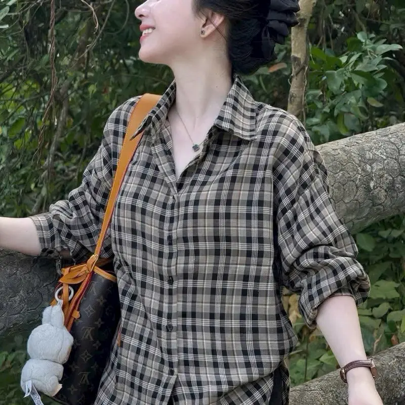 Áo sơ mi nữ tay dài chất cotton kẻ caro màu khách cần!  Áo sơ mi nữ tay phòng nhẹ chất cotton