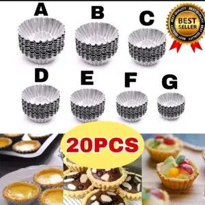 20 Pcs Cetakan Kue Pie Sus Ukuran A Sampai H Diameter 3 Cm Sampai 7 Cm / Cetakan Kue Bolu Brownies Basah Dan Brownies Kering Kitchenware