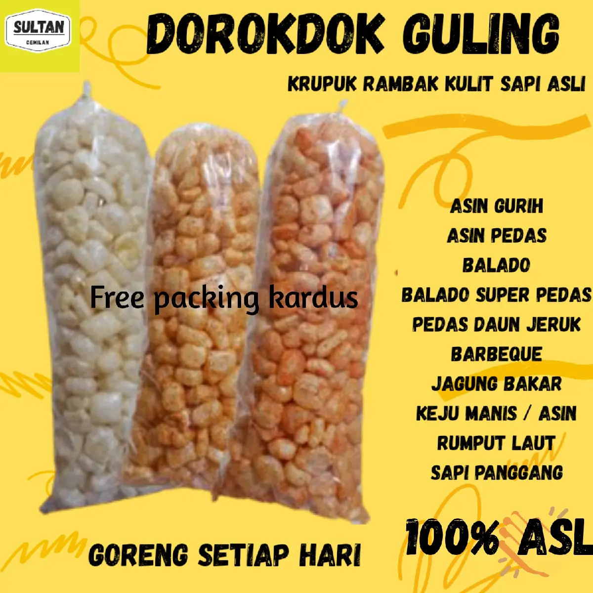 KERUPUK KULIT SAPI RAMBAK SAPI DOROKDOK 1 BAL cemilan lebaran