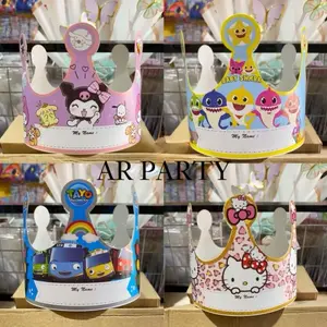 (isi 10pcs) Topi lingkar mahkota / topi ulang tahun karakter