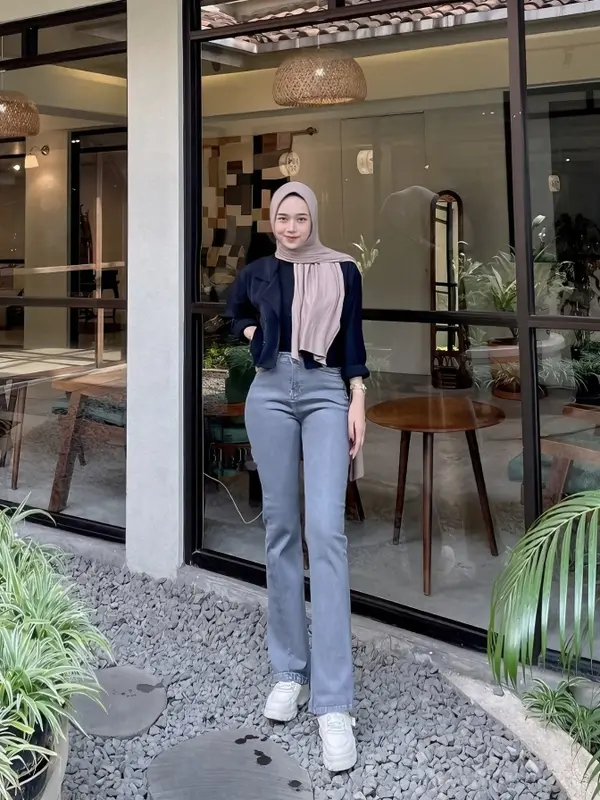 Cutbray Jeans Highwaist Celana Panjang Wanita Dewasa Kekinian Cewek Hitam Trend celana cutbray jeans wanita 4
