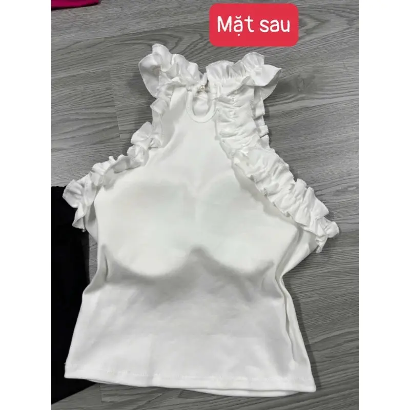 ÁO 3 LỖ YẾM PHỐI BÈO CÓ KÈM MÚT ĐỆM FOM CROPTOP Nữ 6