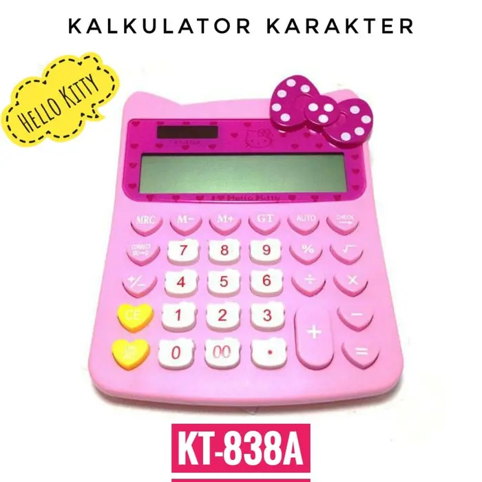 Kalkulator HELLO KITTY KT 838 - Kalkulator 12 Digit - Kalkulator Anak Unik Lucu Pink 5
